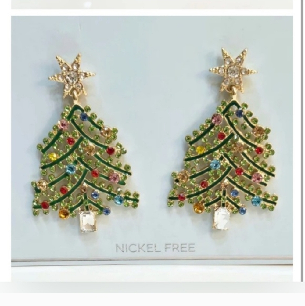 NWT TRUE TO FORM FESTIVE SPARKLE CHRISTMAS🎄 TREE EARRINGS❤️🎄✨️